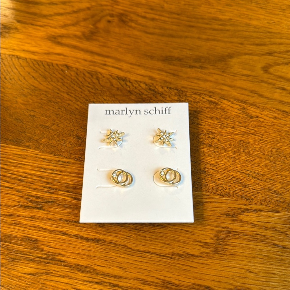 Marlyn Schiff Gold Star and Hoop Earrings